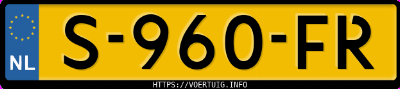 Kenteken afbeelding van S960FR, blauwe Peugeot 208 208-E 50 Kwh