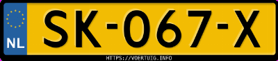 Kenteken afbeelding van SK067X, grijze Peugeot 206