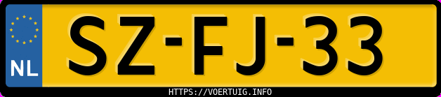 Kenteken afbeelding van SZFJ33, blauwe Peugeot 205