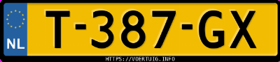 Kenteken afbeelding van T387GX, zwarte Peugeot 208 208-E 50 Kwh