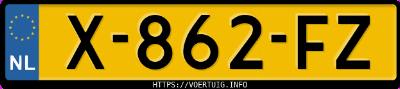 Kenteken afbeelding van X862FZ, zwarte Peugeot 5008 1.2i Stt