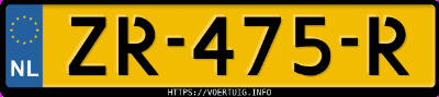 Kenteken afbeelding van ZR475R, blauwe Peugeot 108