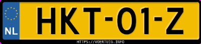 Kenteken afbeelding van HKT01Z, gele Porsche Macan Turbo Electric