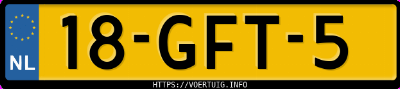 Kenteken afbeelding van 18GFT5, gele Renault Twingo 1.2
