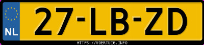 Kenteken afbeelding van 27LBZD, beige Renault Megane Ii 1.6 16v
