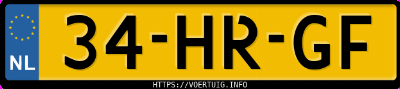 Kenteken afbeelding van 34HRGF, blauwe Renault Laguna