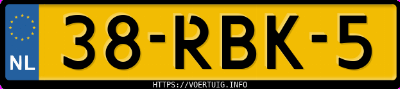 Kenteken afbeelding van 38RBK5, blauwe Renault Twingo 1.2 16v