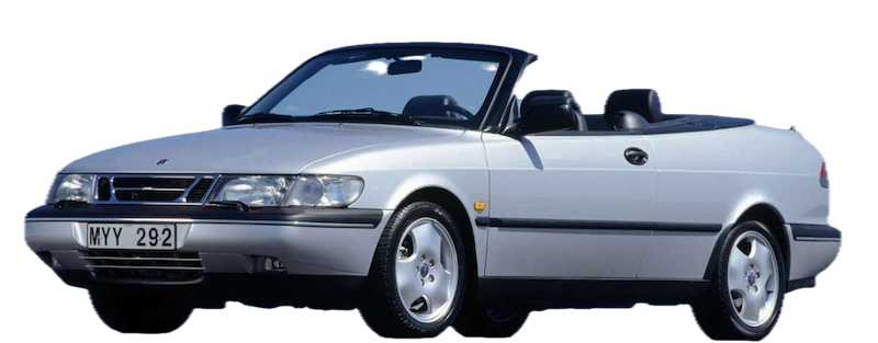 Afbeelding van 59PGZS, grijze Saab 900 cabriolet