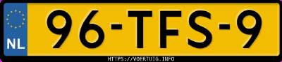 Kenteken afbeelding van 96TFS9, zwarte Saab 9-3
