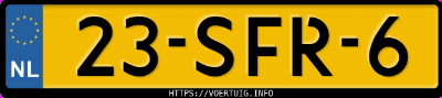 Kenteken afbeelding van 23SFR6, grijze Škoda Fabia Sc. 1.2tsi C Gr