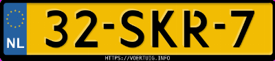 Kenteken afbeelding van 32SKR7, grijze Škoda Octavia C 1.2 Tsi