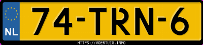 Kenteken afbeelding van 74TRN6, witte Škoda Fabia Co Grl 88gr C. Gr. 89gr