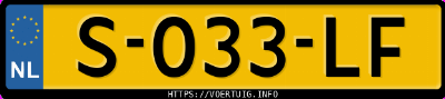 Kenteken afbeelding van S033LF, witte &Scaron;koda Enyaq 60 Iv