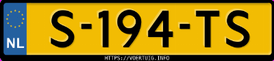 Kenteken afbeelding van S194TS, zwarte Škoda Scala 1.0 Tsi