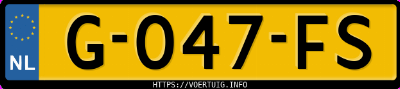 Kenteken afbeelding van G047FS, blauwe Tesla Model 3 Standard Range Plus