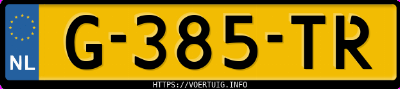Kenteken afbeelding van G385TR, blauwe Tesla Model 3 Standard Range Plus