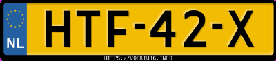 Kenteken afbeelding van HTF42X, grijze Tesla Model Y