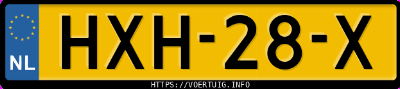 Kenteken afbeelding van HXH28X, witte Tesla Model 3 Standard Range