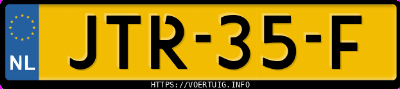 Kenteken afbeelding van JTR35F, witte Tesla Model Y