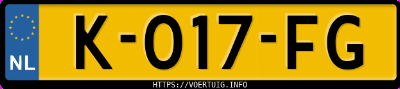 Kenteken afbeelding van K017FG, zwarte Tesla Model 3 Standard Range