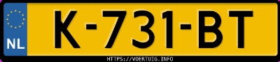 Kenteken afbeelding van K731BT, zwarte Tesla Model 3 Standard Range
