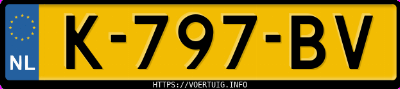 Kenteken afbeelding van K797BV, witte Tesla Model 3
