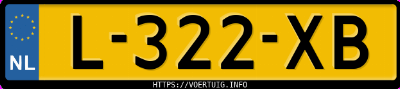Kenteken afbeelding van L322XB, blauwe Tesla Model 3 Kenteken afbeelding van L322XB, blauwe Tesla Model 3