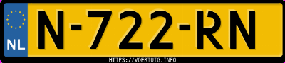 Kenteken afbeelding van N722RN, witte Tesla Model 3 Standard Range Rwd