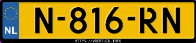 Kenteken afbeelding van N816RN, grijze Tesla Model 3 Standard Range Rwd