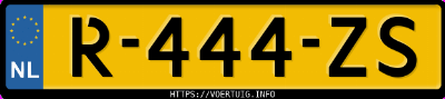 Kenteken afbeelding van R444ZS, witte Tesla Model Y Standard Range Rwd