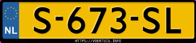 Kenteken afbeelding van S673SL, witte Tesla Model 3 Standard Range Rwd