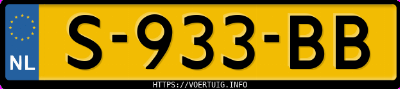 Kenteken afbeelding van S933BB, witte Tesla Model Y Standard Range Rwd