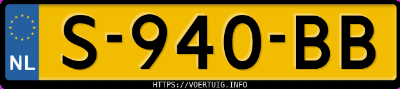 Kenteken afbeelding van S940BB, witte Tesla Model Y Standard Range Rwd