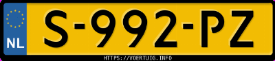 Kenteken afbeelding van S992PZ, grijze Tesla Model 3