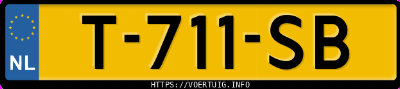 Kenteken afbeelding van T711SB, zwarte Tesla Model Y Performance Awd