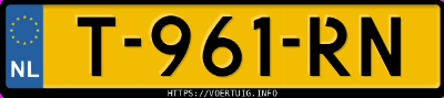 Kenteken afbeelding van T961RN, witte Tesla Model Y Standard Range Rwd