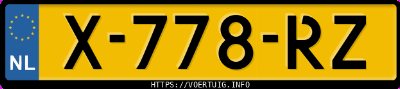 Kenteken afbeelding van X778RZ, grijze Tesla Model 3