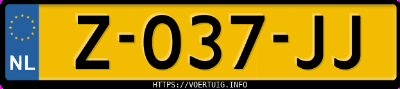 Kenteken afbeelding van Z037JJ, witte Tesla Model Y Standard Range Rwd