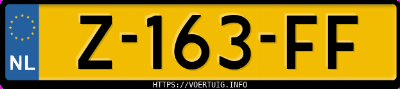 Kenteken afbeelding van Z163FF, blauwe Tesla Model 3
