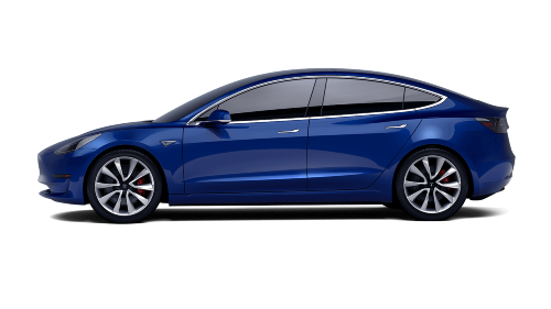 Afbeelding van G651VD, blauwe Tesla Model 3 sedan