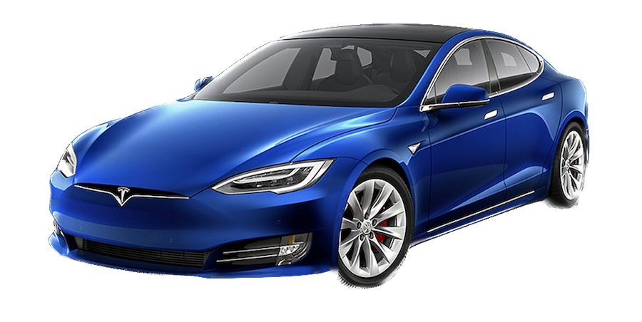 Afbeelding van 5ZRR88, blauwe Tesla Model S hatchback
