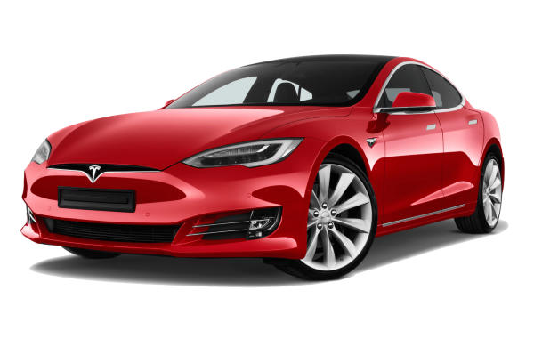 Afbeelding van 3ZJP86, rode Tesla Model S hatchback