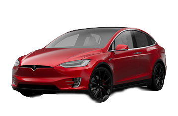 Afbeelding van KG731T, rode Tesla Model X hatchback