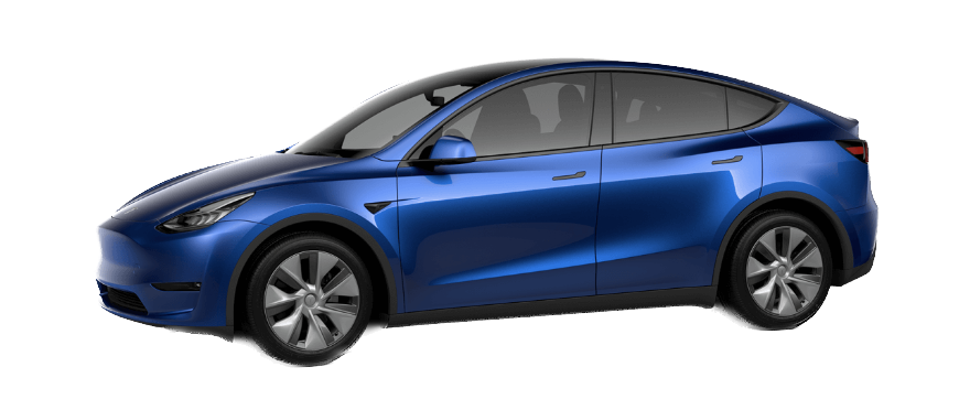Afbeelding van X727HJ, blauwe Tesla Model Y Performance Awd mpv