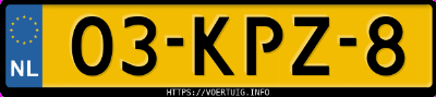 Kenteken afbeelding van 03KPZ8, grijze Toyota Yaris 1.33