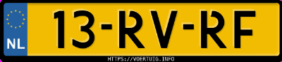 Kenteken afbeelding van 13RVRF, grijze Toyota Yaris