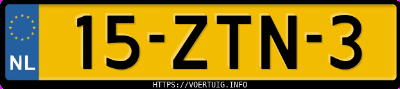 Kenteken afbeelding van 15ZTN3, blauwe Toyota Yaris Hybrid