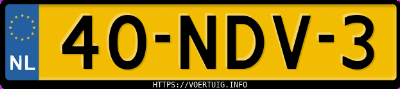 Kenteken afbeelding van 40NDV3, blauwe Toyota Verso