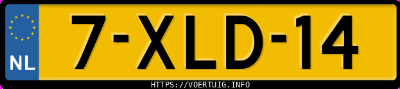 Kenteken afbeelding van 7XLD14, grijze Toyota Yaris