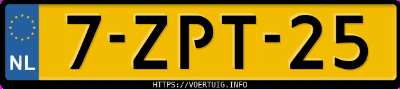 Kenteken afbeelding van 7ZPT25, blauwe Toyota Yaris